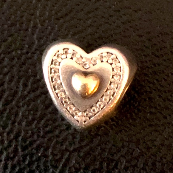 Authentic Pandora Always in My Heart two tone charm / 791523CZ / GUC - Picture 1 of 6